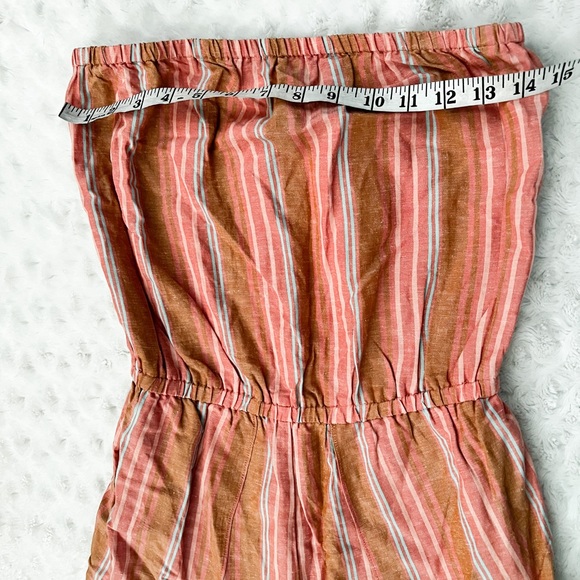 NWT- DREW Emerson Wide Split Leg Strapless Striped Linen Blend Romper - Picture 4 of 11